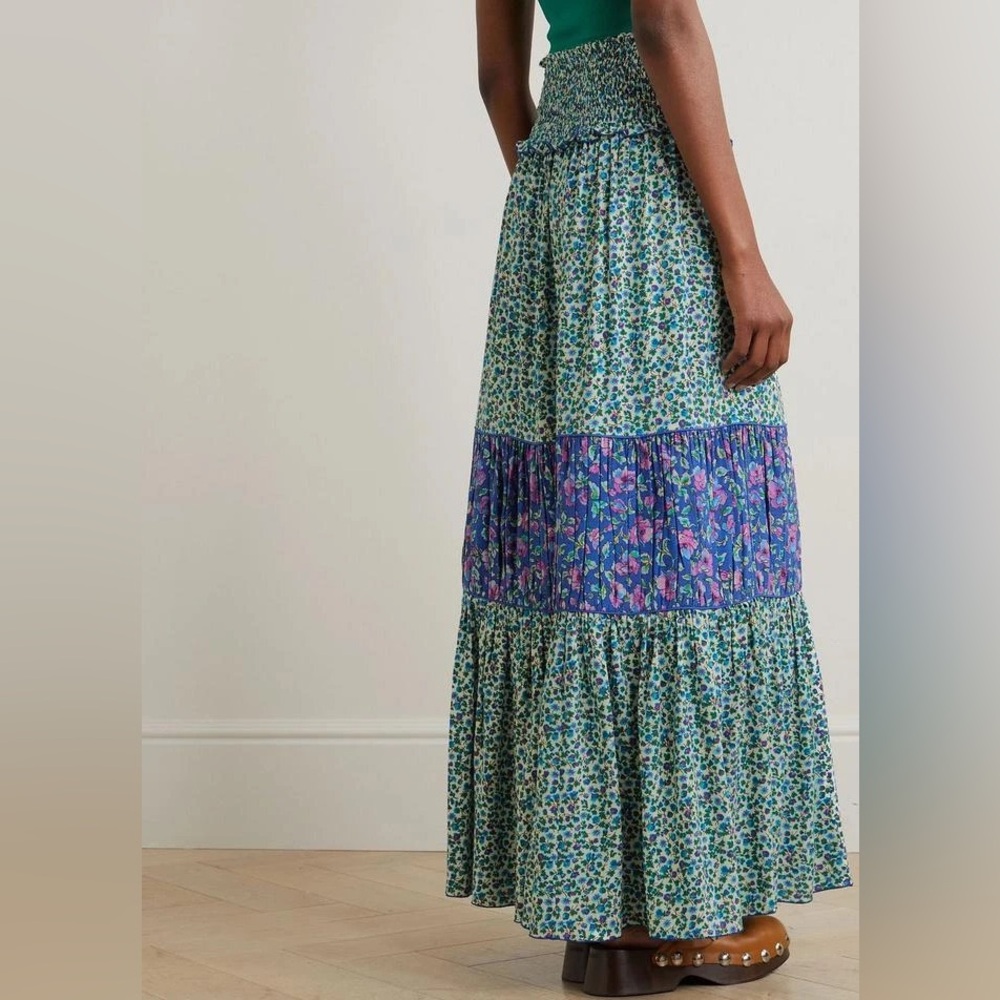 NWOT Loretta Caponi Romee Tiered Floral Woven Maxi Skirt BOHO Women’s XS